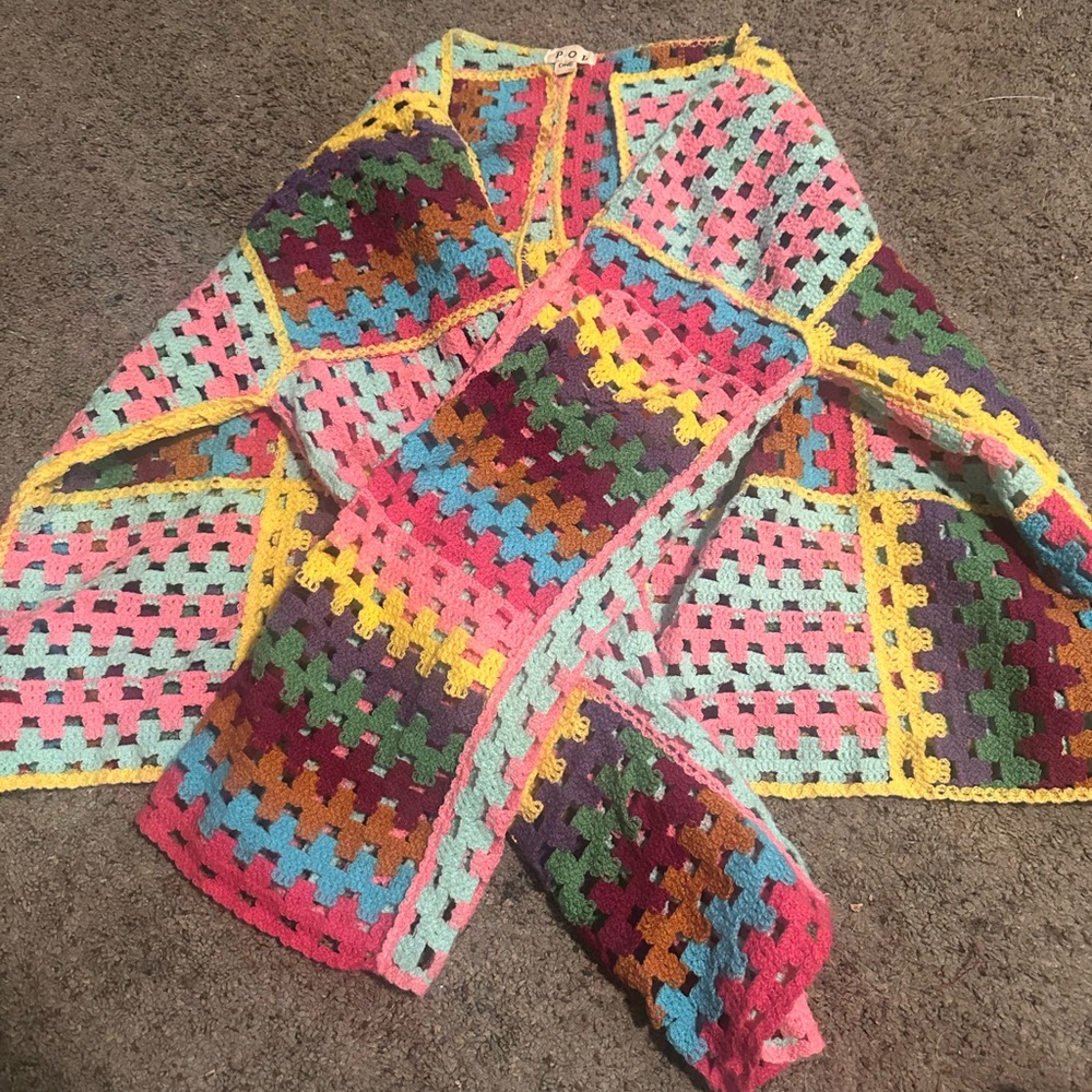 Colorful Crochet Patchwork Cardigan